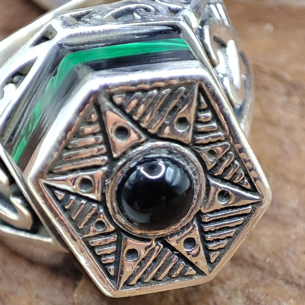 ANELLO etnico in argento 925 con pietra - POTAM