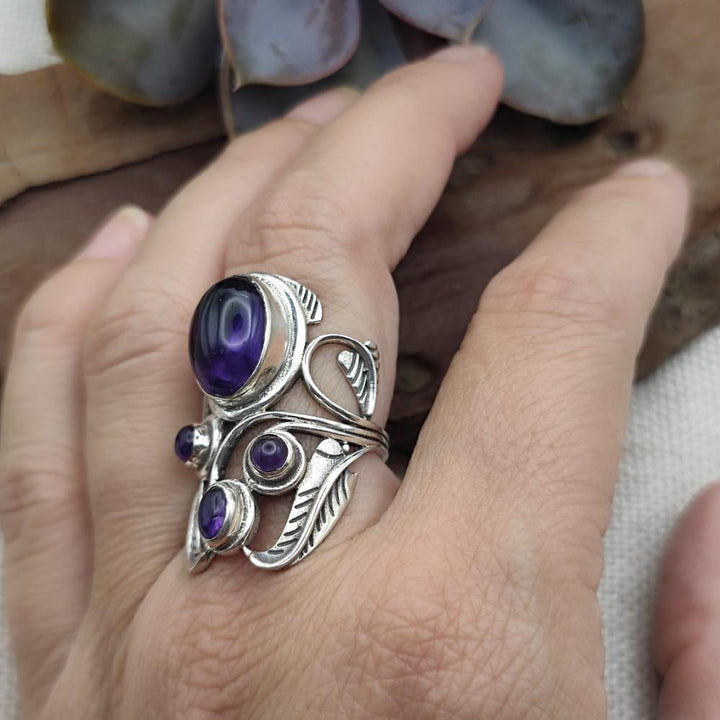 Anello etnico in argento 925 con pietre - TAPOBAN