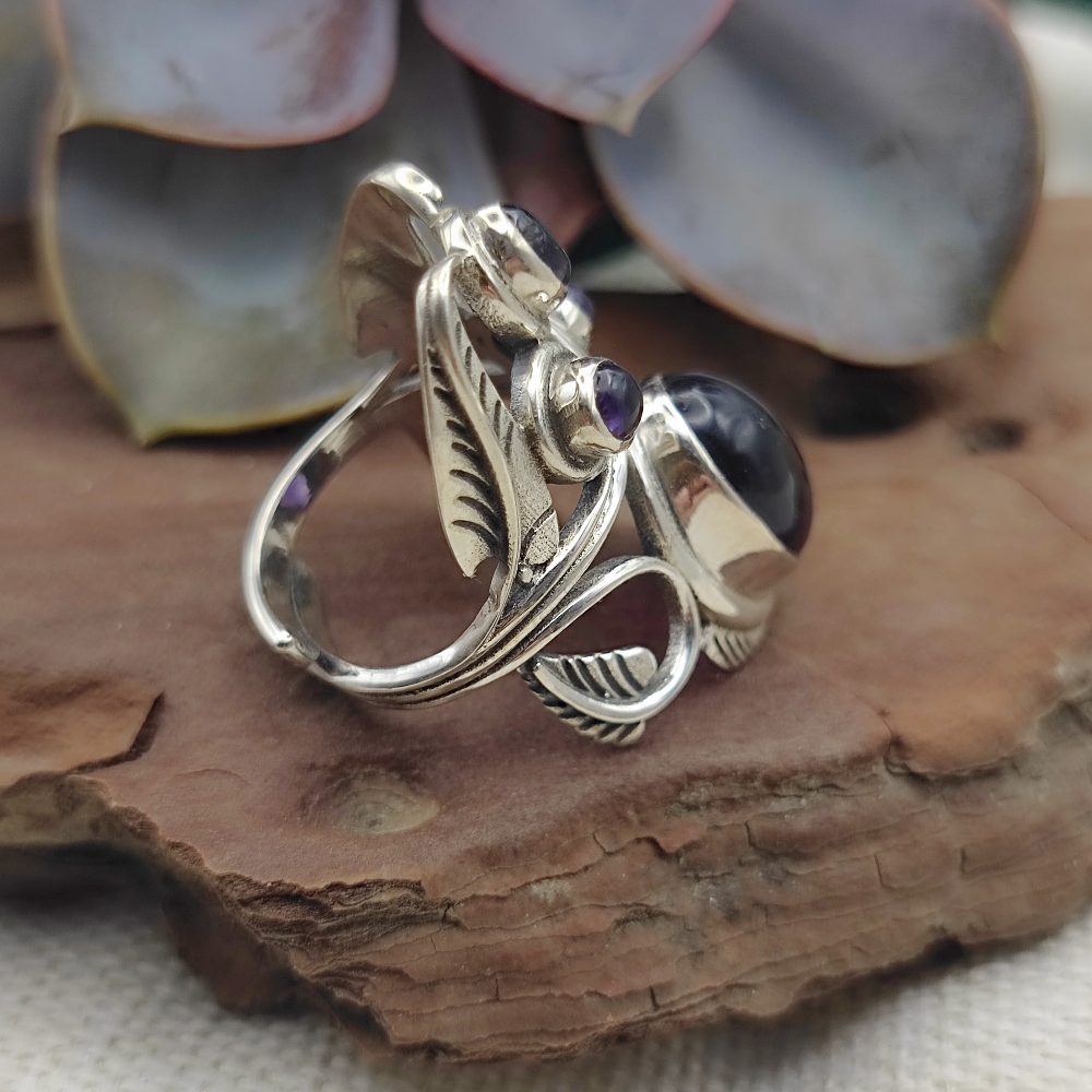 Anello etnico in argento 925 con pietre - TAPOBAN