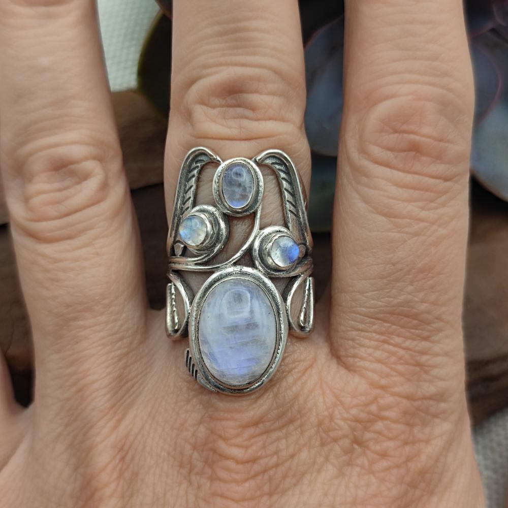 Anello etnico in argento 925 con pietre - TAPOBAN