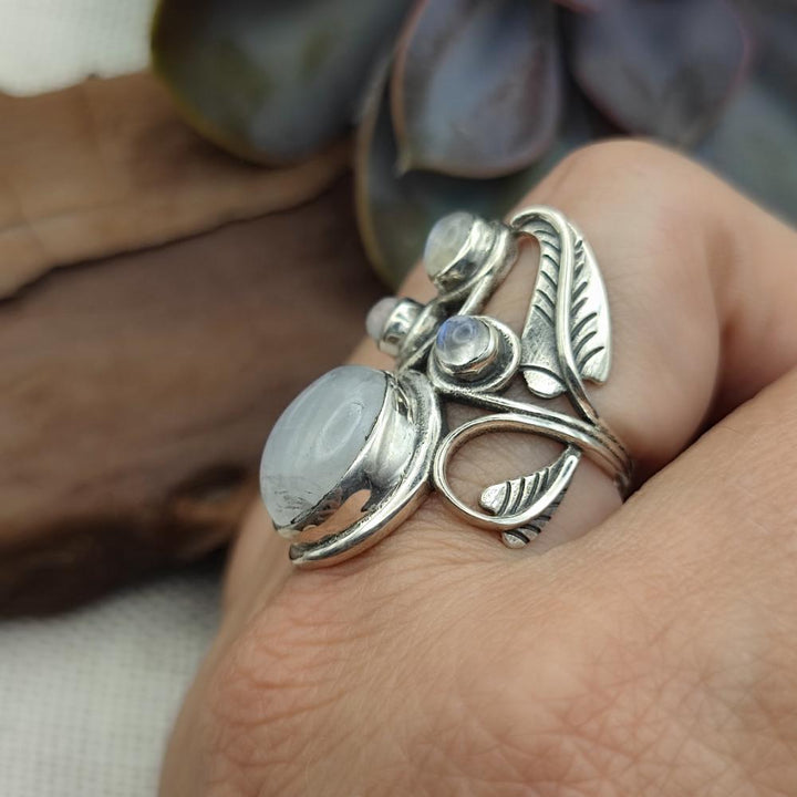 Anello etnico in argento 925 con pietre - TAPOBAN