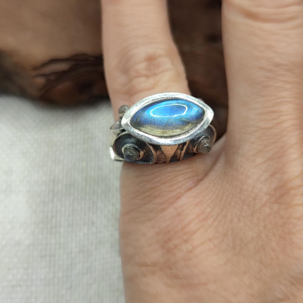 ANELLO etnico in argento 925 con pietra - TENDU