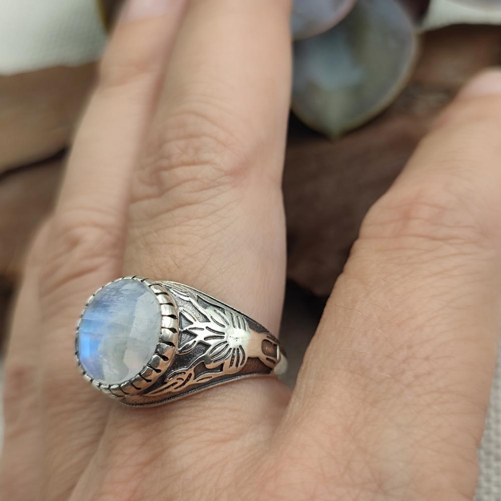 Anello etnico in argento 925 con pietra - AMAWAN
