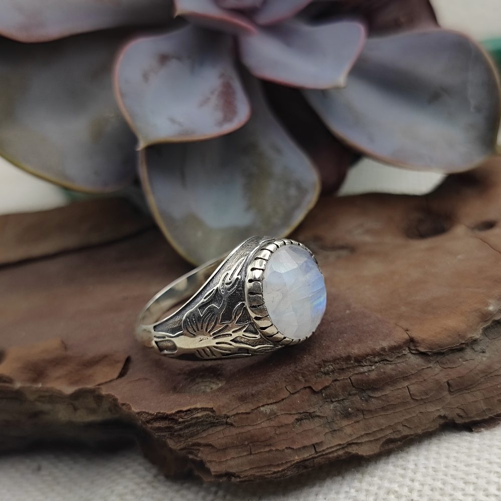 Anello etnico in argento 925 con pietra - AMAWAN