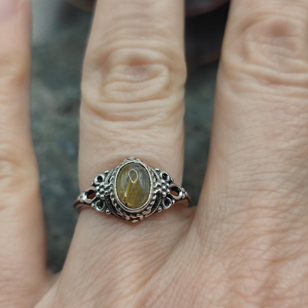 Anello etnico in argento 925 quarzo rutilato - MAHRIA