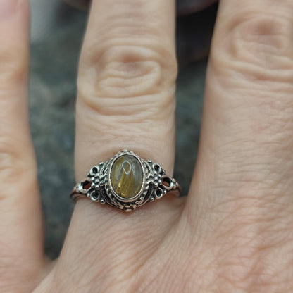 Anello etnico in argento 925 quarzo rutilato - MAHRIA
