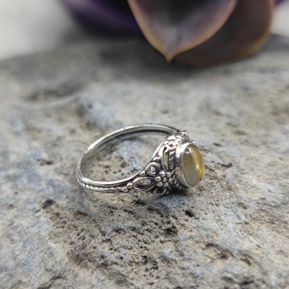 Anello etnico in argento 925 quarzo rutilato - MAHRIA