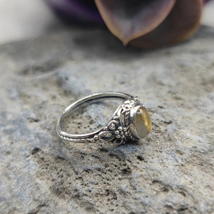 Anello etnico in argento 925 quarzo rutilato - MAHRIA