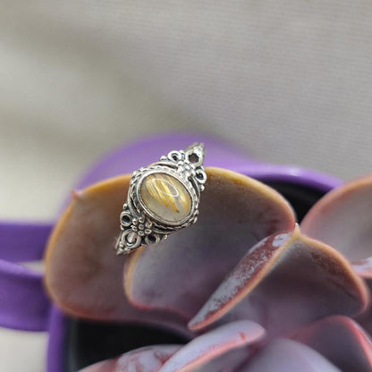Anello etnico in argento 925 quarzo rutilato - MAHRIA