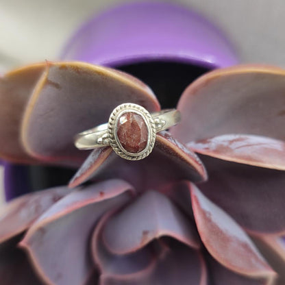 Anello etnico in argento 925 radice di rubino - AZMIRA