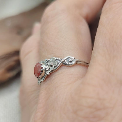 Anello etnico in argento 925 radice di rubino - PALACOLE