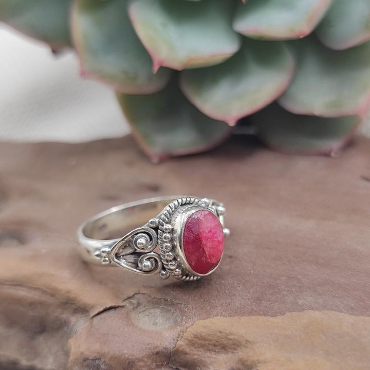 Anello etnico in argento 925 radice di rubino - PALASA