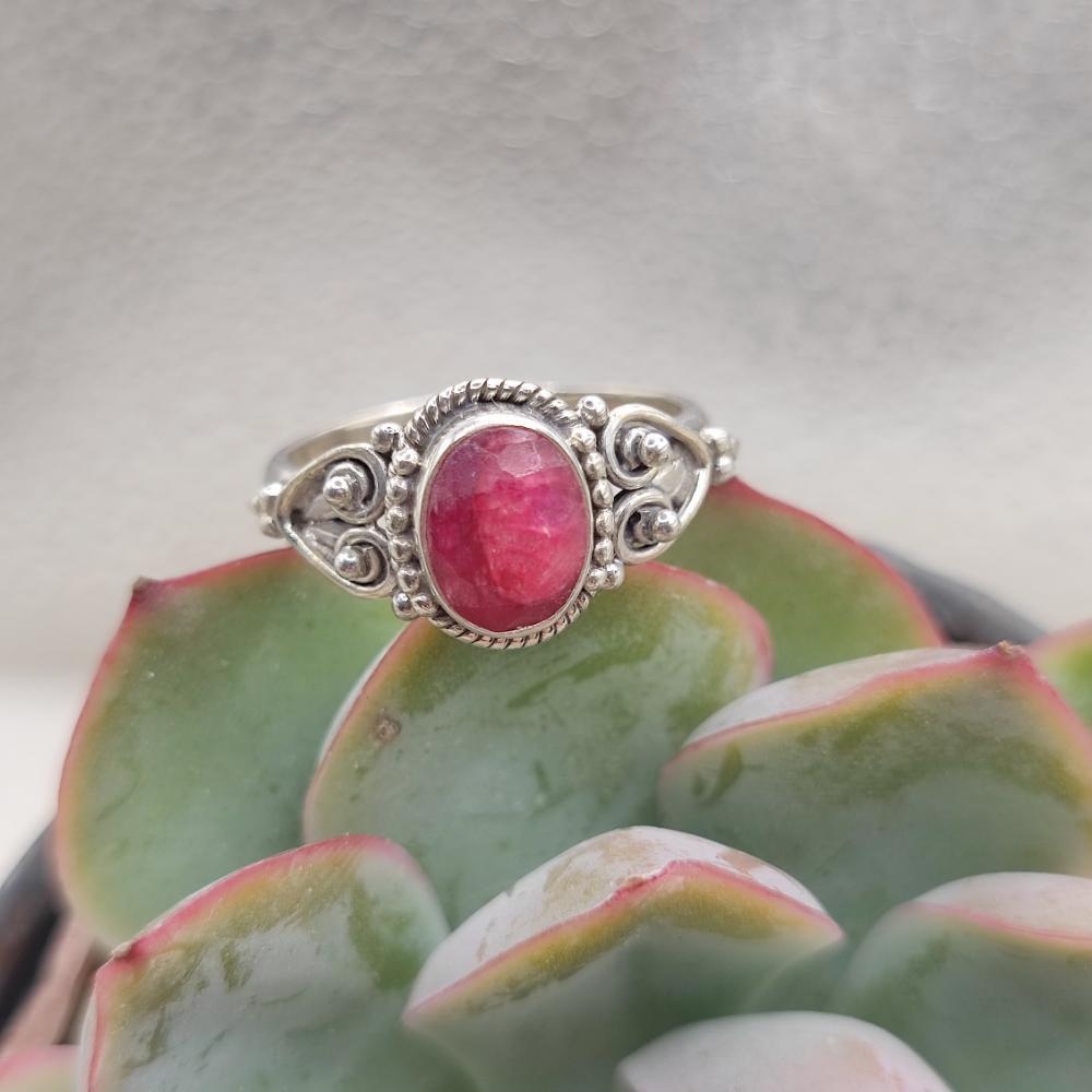 Anello etnico in argento 925 radice di rubino - PALASA