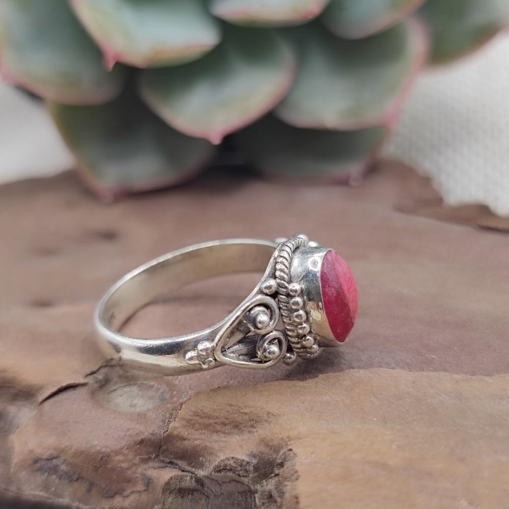 Anello etnico in argento 925 radice di rubino - PALASA