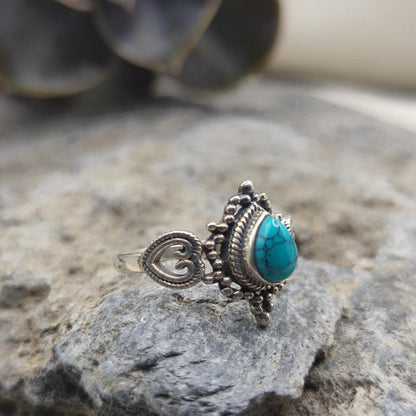 Anello etnico in argento 925 turchese - PALAKHURTY