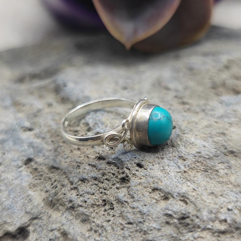 Anello etnico in argento 925 con turchese - ANNIKA