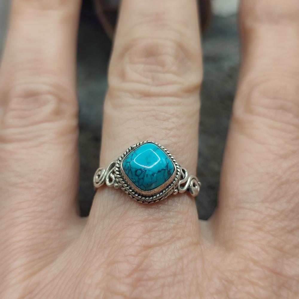 Anello etnico in argento 925 con turchese - AROOSHA