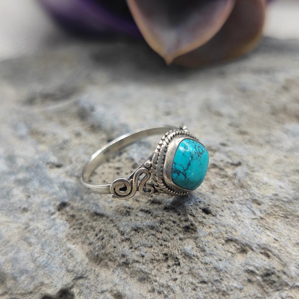 Anello etnico in argento 925 con turchese - AROOSHA