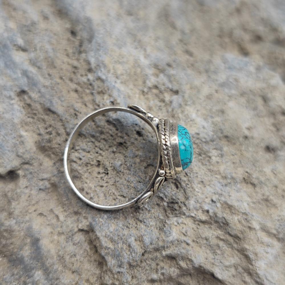 Anello etnico in argento 925 con turchese - AROOSHA