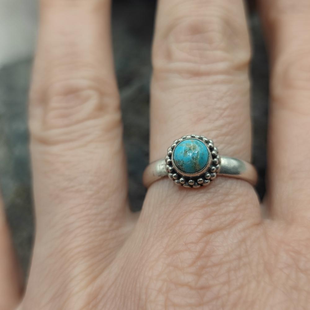 Anello etnico in argento 925 con turchese - NILAH