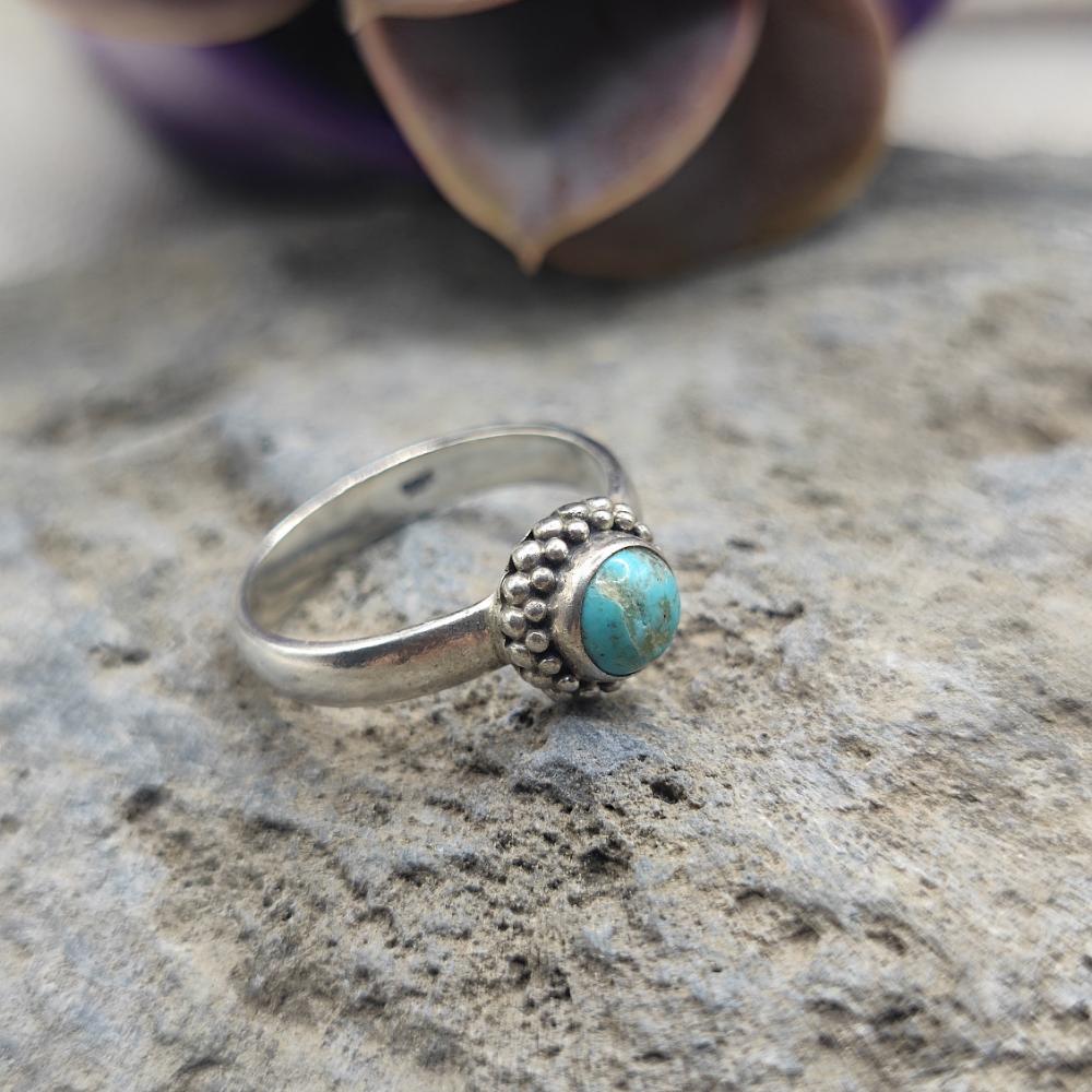 Anello etnico in argento 925 con turchese - NILAH