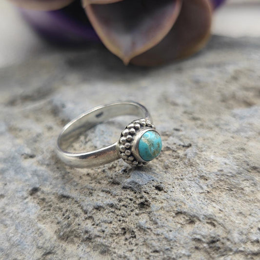 Anello etnico in argento 925 con turchese - NILAH