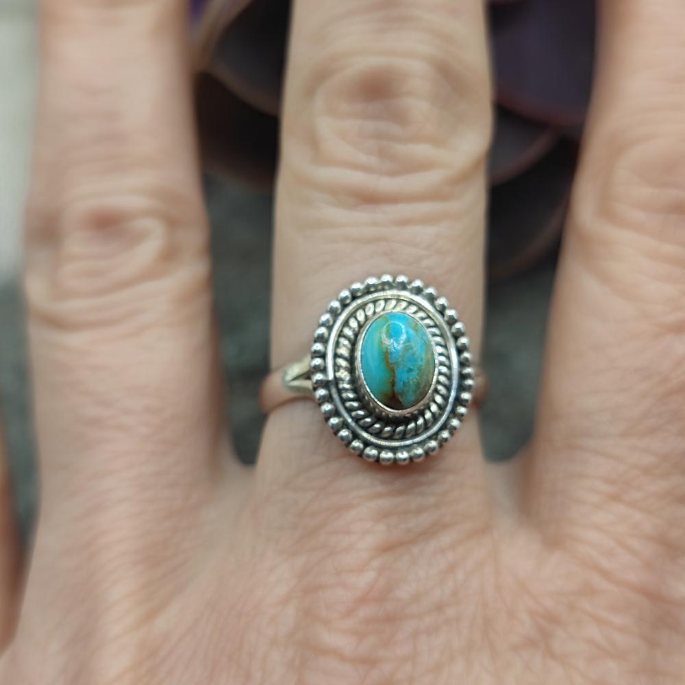 Anello etnico in argento 925 con turchese - VIYANIKA
