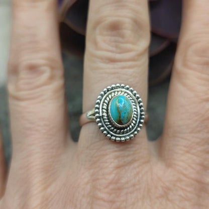 Anello etnico in argento 925 con turchese - VIYANIKA