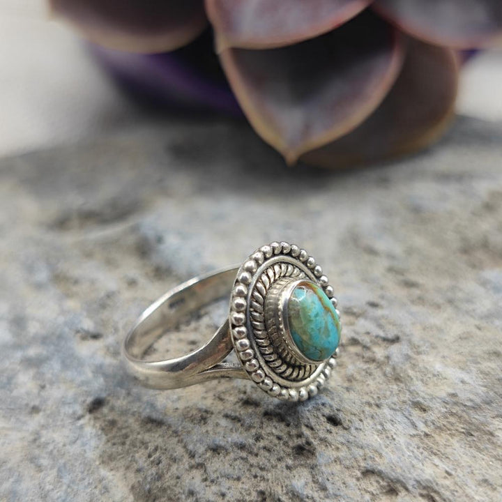 Anello etnico in argento 925 con turchese - VIYANIKA