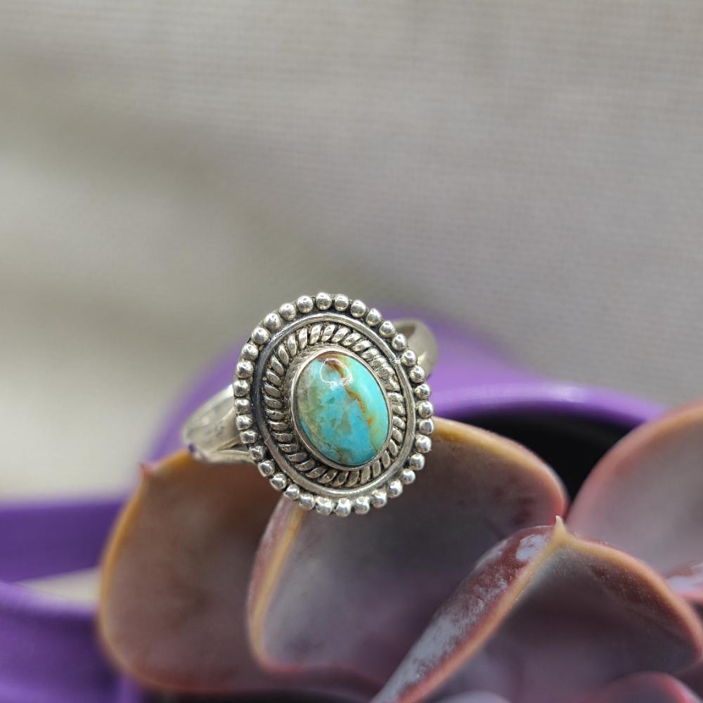 Anello etnico in argento 925 con turchese - VIYANIKA