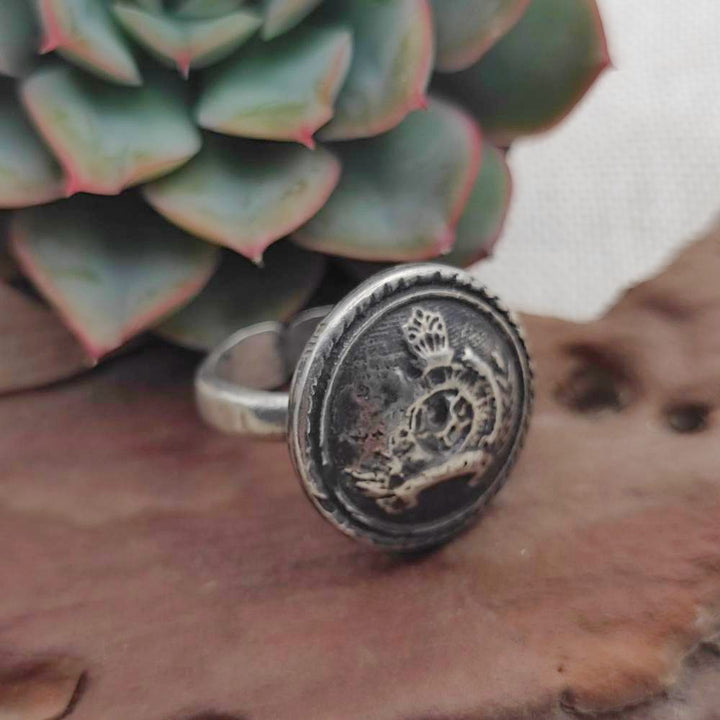 Anello etnico in argento antico - KANURU