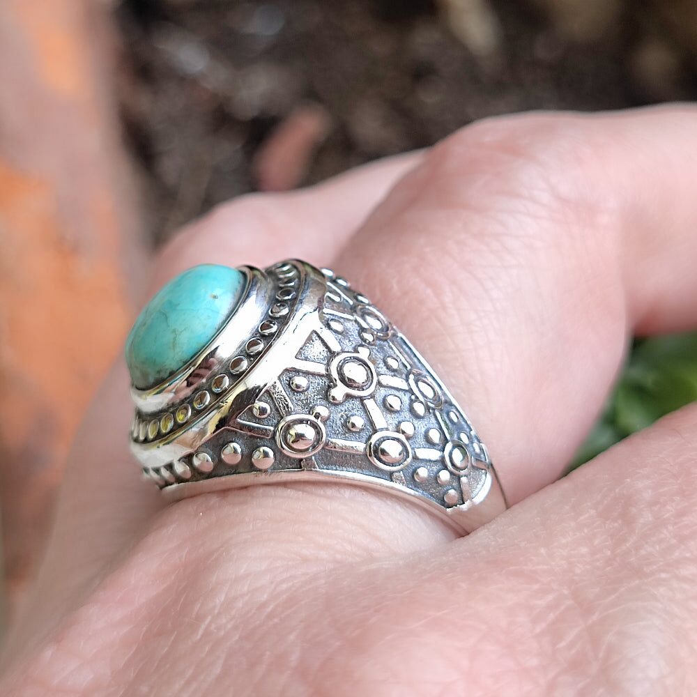 Anello etnico in argento 925 con pietra - SIJAEE