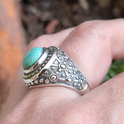 Anello etnico in argento 925 con pietra - SIJAEE