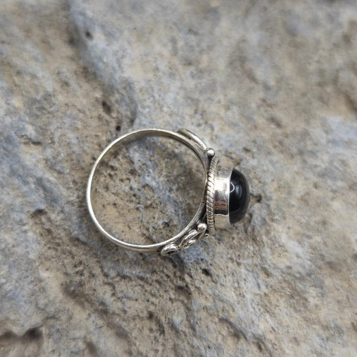 Anello etnico in argento 925 onice nero - ASHA
