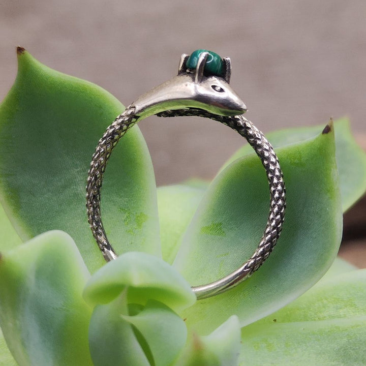 925 Silver Ring with Stone and Snake - BESTAVARIPETA
