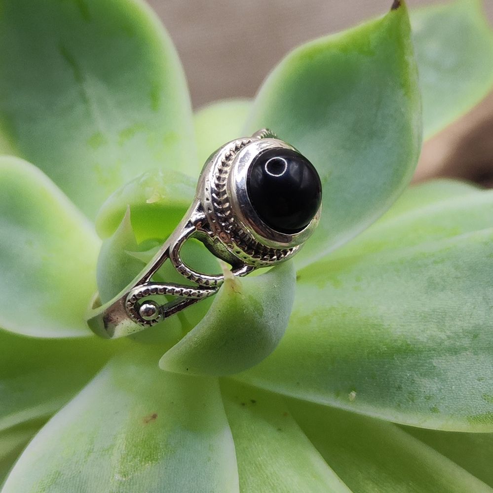 925 Silberring mit Stein - AMADALAVALASA