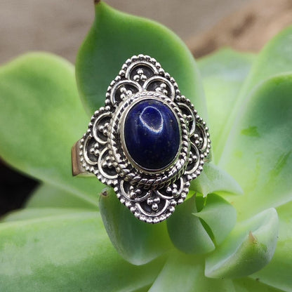 Anello etnico in argento 925 con lapislazzuli - BETHAMCHERLA
