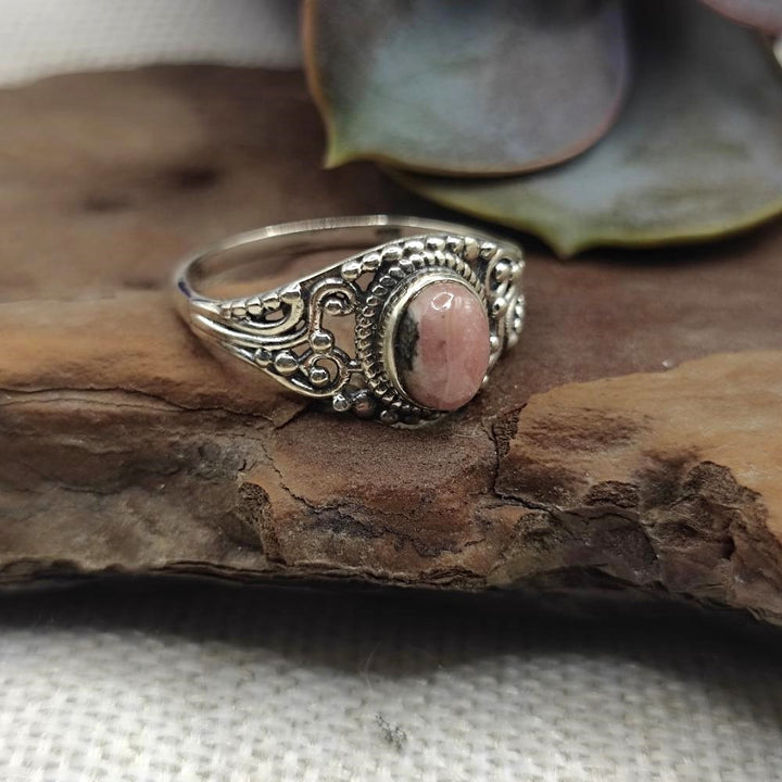 Anello etnico in argento 925 con pietra - BOBBILI