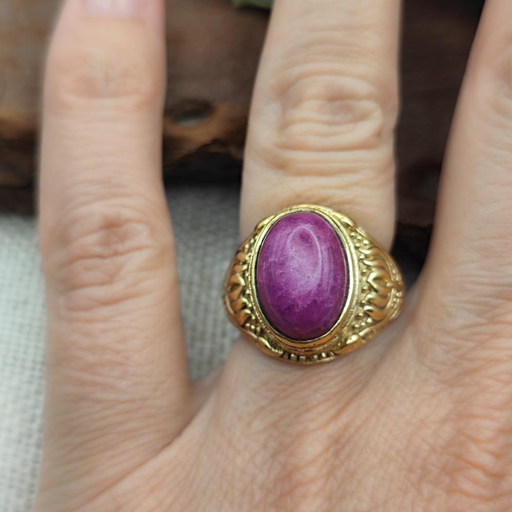 ANELLO etnico a fascia in ottone con pietra - KESHIARY