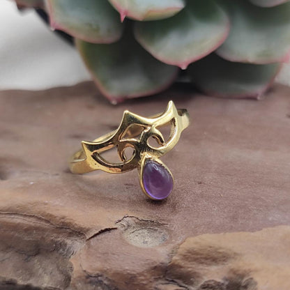 Anello etnico in ottone con ametista - KASIBUGGA