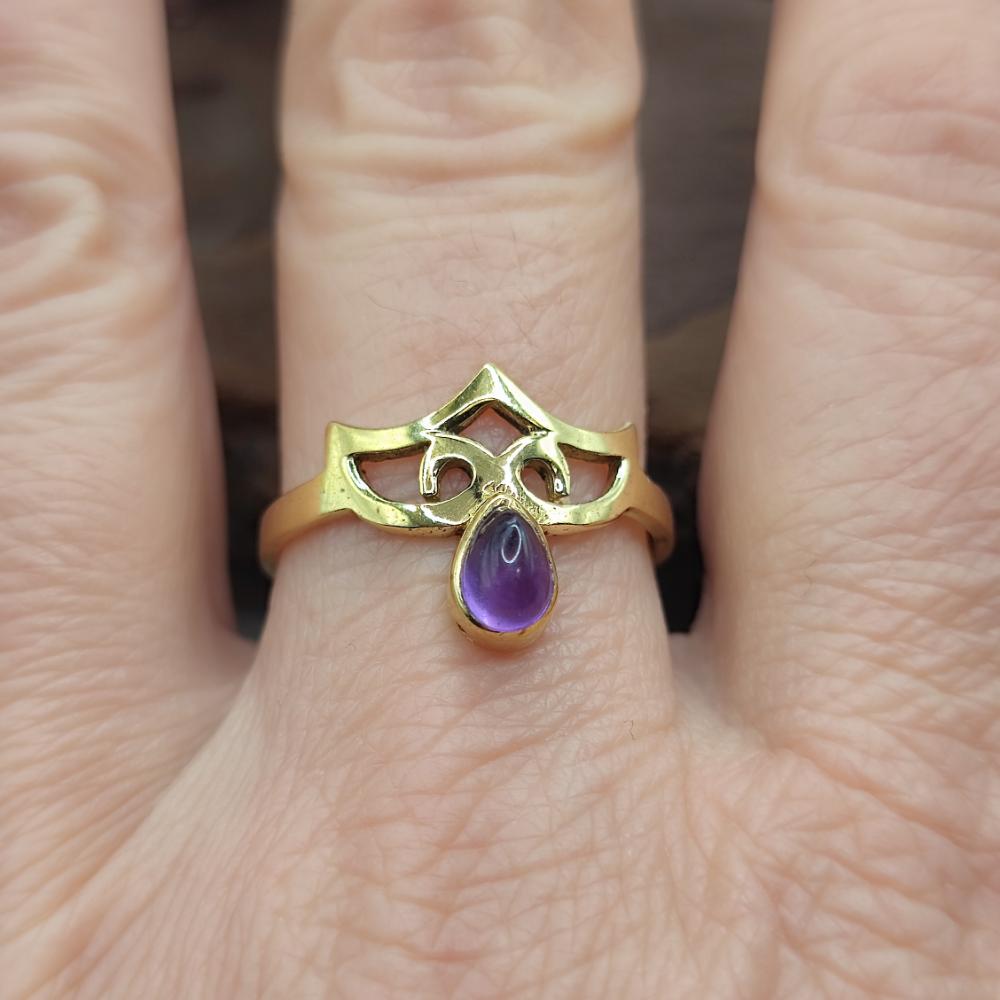 Anello etnico in ottone con ametista - KASIBUGGA