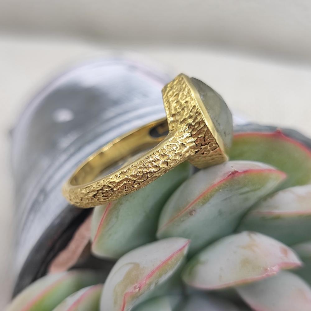 ANELLO etnico in ottone con labradorite - PAPAMPETA