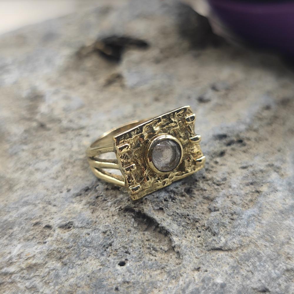 ANELLO etnico in ottone labradorite - DAICIJ