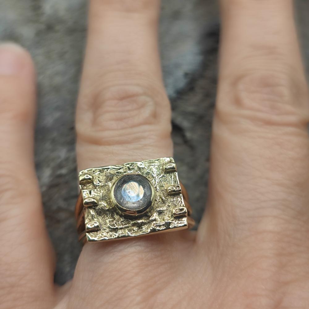 ANELLO etnico in ottone labradorite - DAICIJ