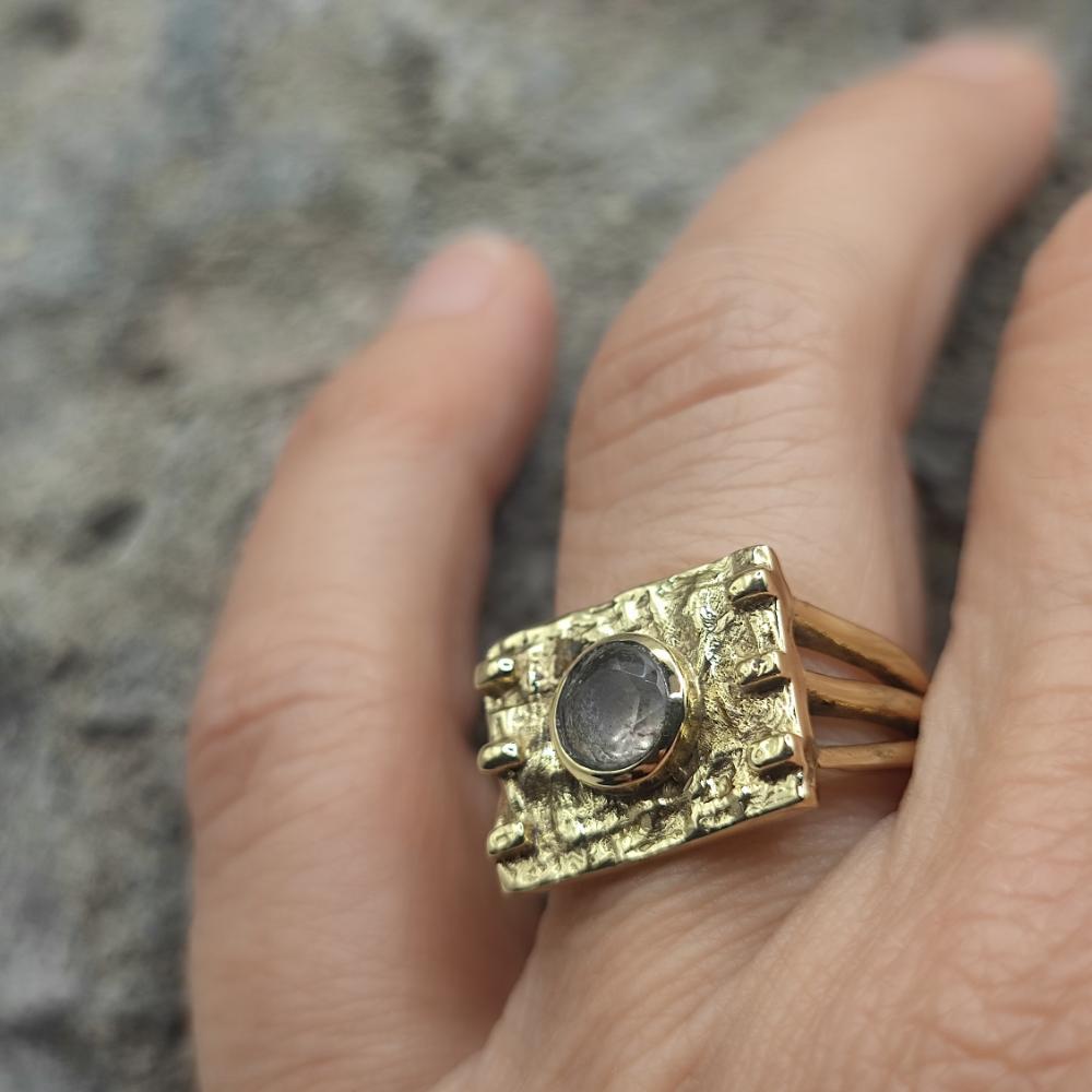 ANELLO etnico in ottone labradorite - DAICIJ