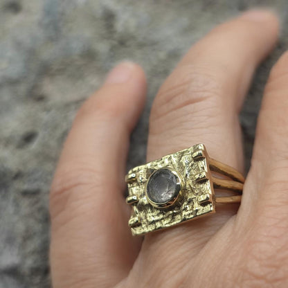 ANELLO etnico in ottone labradorite - DAICIJ