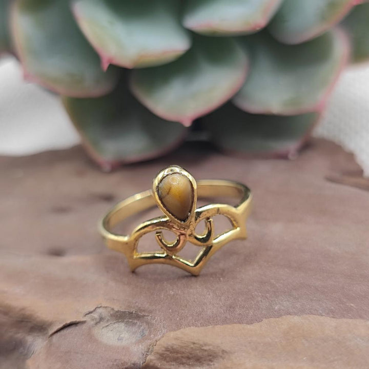 Anello etnico in ottone con ametista - KASIBUGGA