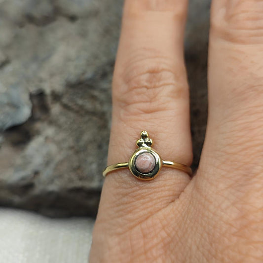 Anello etnico in ottone con pietra - ISHMIRA