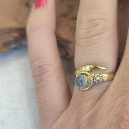 ANELLO etnico in ottone con pietra - BASIA
