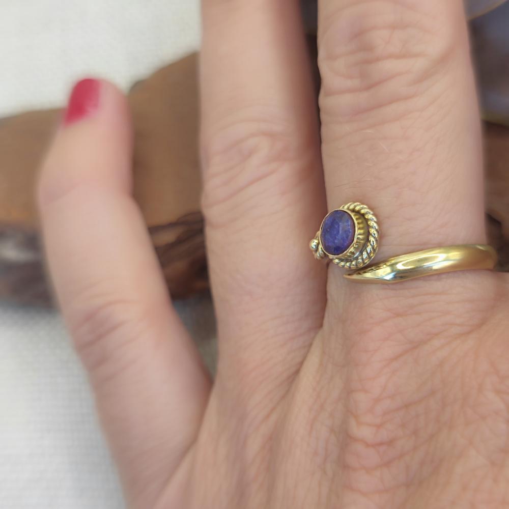 ANELLO etnico in ottone con pietra - BASIA